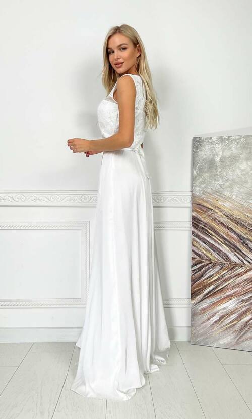 Вечірня Сукня Шовк Атлас 7100 Молочна