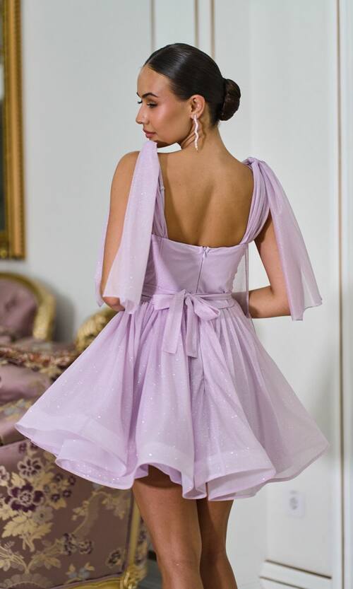 Коктейльна Сукня Ліф Корсет Міні 25036 Лавандова