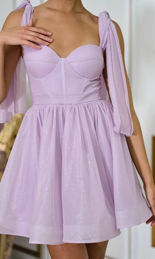 Коктейльна Сукня Ліф Корсет Міні 25036 Лавандова