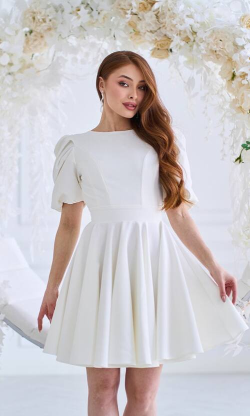 Коктейльна Сукня з Відкритою Спиною 25022 Молочна