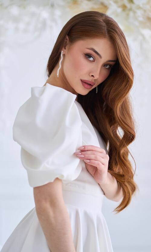 Коктейльна Сукня з Відкритою Спиною 25022 Молочна