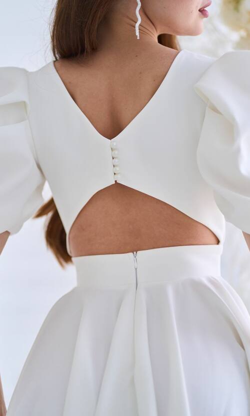 Коктейльна Сукня з Відкритою Спиною 25022 Молочна