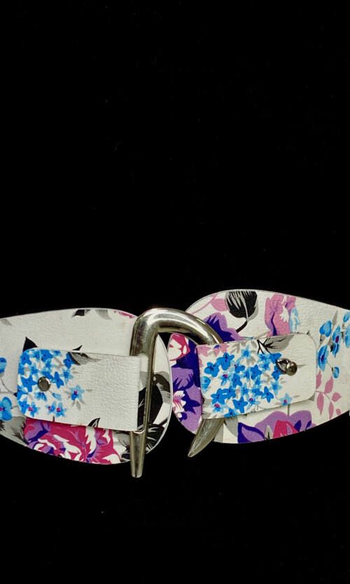 Пояс Екошкіра Квітковий Принт Р-6/87 Бірюза