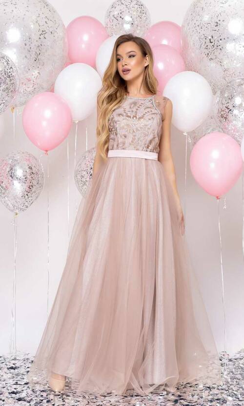 Вечірня Сукня Міські Вогні 9066 Бежева