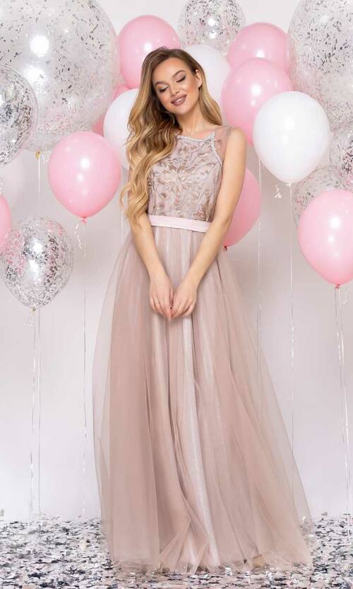 Вечірня Сукня Міські Вогні 9066 Бежева