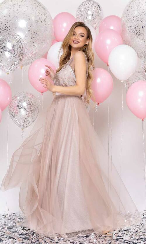 Вечірня Сукня Міські Вогні 9066 Бежева