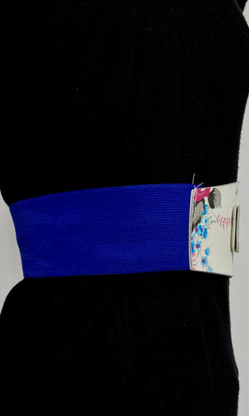 Пояс Екошкіра Квітковий Принт Р-6/87 Синій