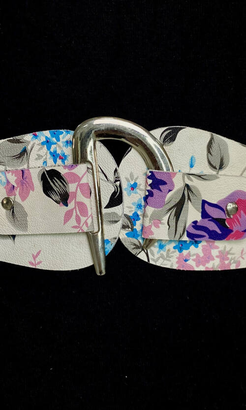 Пояс Екошкіра Квітковий Принт Р-6/87 Рожевий