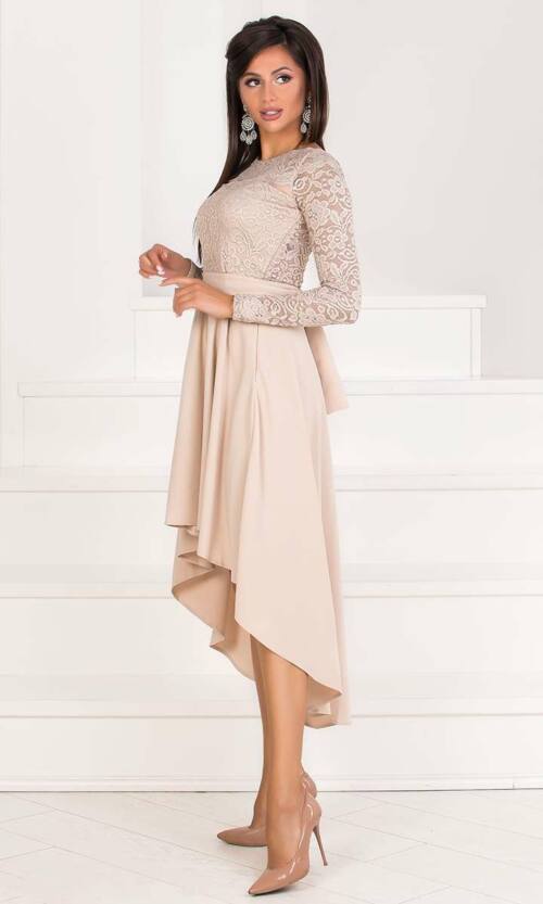 Коктейльне плаття 7255e Бежевий