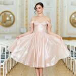 Коктейльна сукня на розпис шифон міді 25080 Бежева