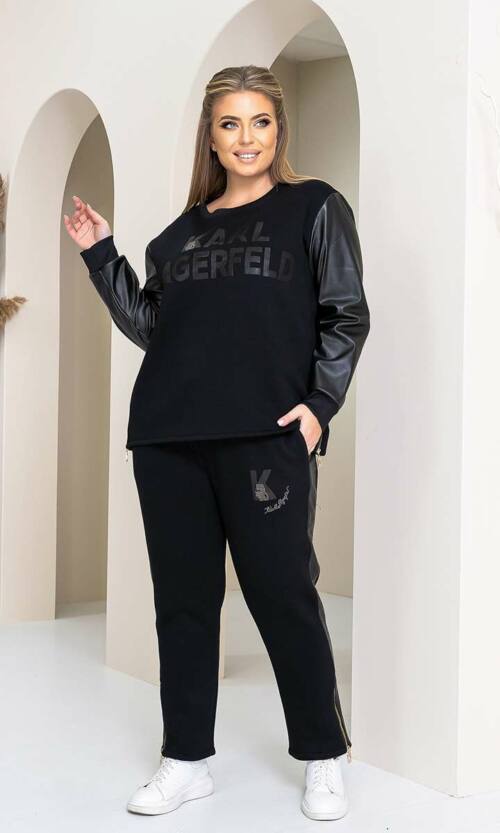Спортивний костюм триніктка екошкіра 21154 Чорний