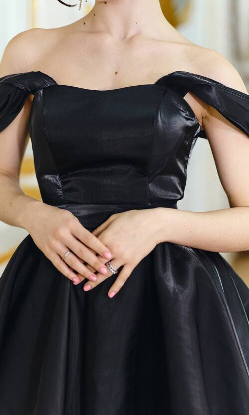 Корсетна міні сукня з шовковистим сяйвом 26005 Чорна