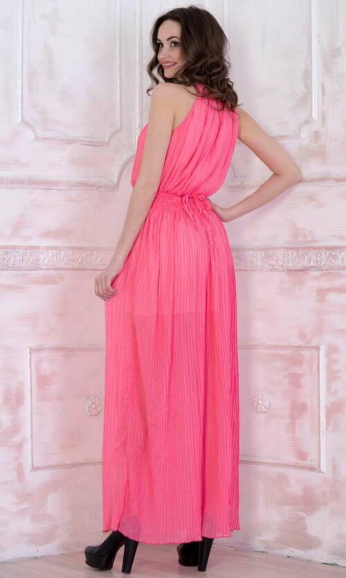 Повсякденне плаття шифон максі 3189 Персикове