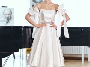 Корсетна сукня з бантами на плечах 26004 Молочна