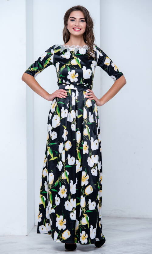 Вечірня сукня 6169e Чорний/білий