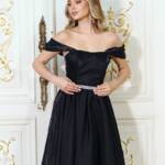 Коктейльна сукня міді з органзи з шовковим сяйвом 26014 Чорна