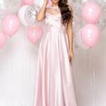 Вечірня сукня Атлас Максі 20002 Рожева