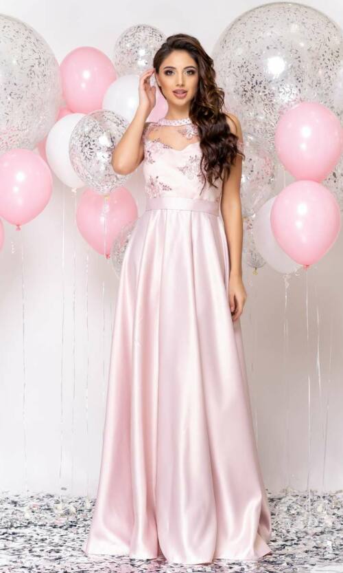 Вечірня сукня Атлас Максі 20002 Рожевий