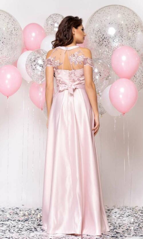 Вечірня сукня Атлас Максі 20002 Рожевий
