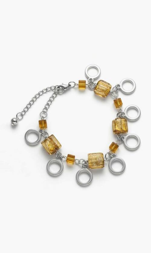 Жіночий браслет з підвісками у золотих відтінках 26502 Сріблястий