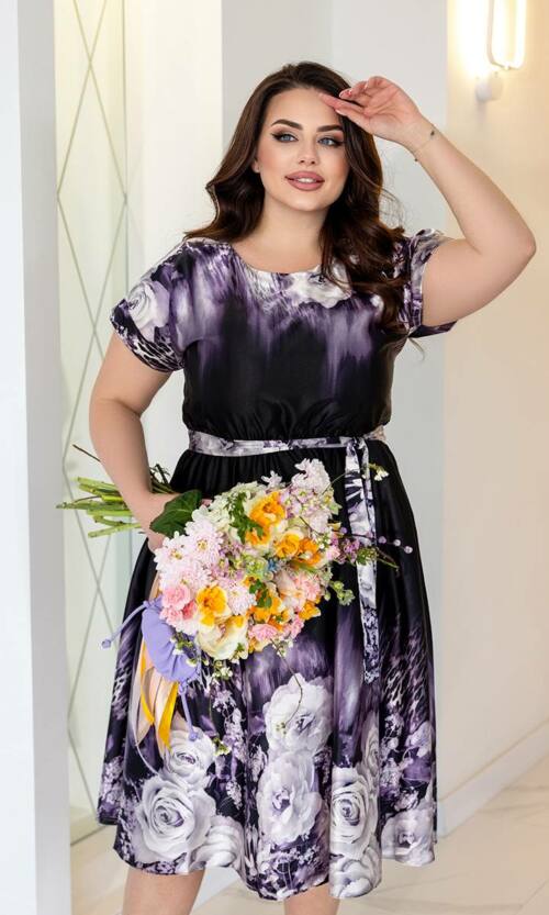 Повсякденна Сукня Атлас Принт 25033 Бісквіт