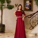 Вечірня Сукня Гіпюр Шифон 6011 Бордова