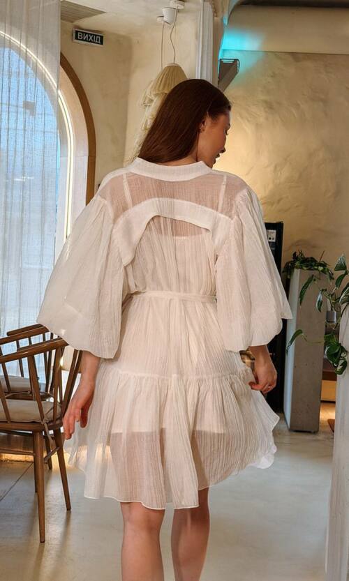 Сукня комбінація з повітряним верхом 26021 Молочна