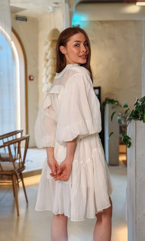 Сукня комбінація з повітряним верхом 26021 Молочна