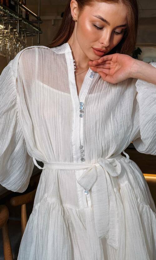 Сукня комбінація з повітряним верхом 26021 Молочна