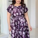 Повсякденна Сукня Атлас Принт 25033 Сливова