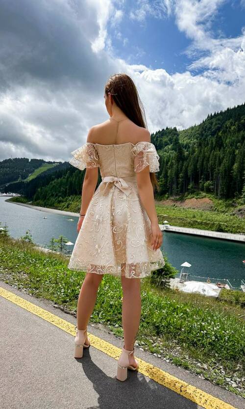 Коктейльна Сукня "Ніжний Гіпюр" 24036 Бежева