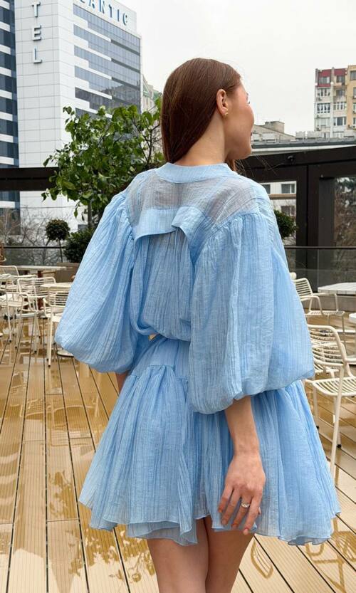 Сукня комбінація з повітряним верхом 26021 Блакитна