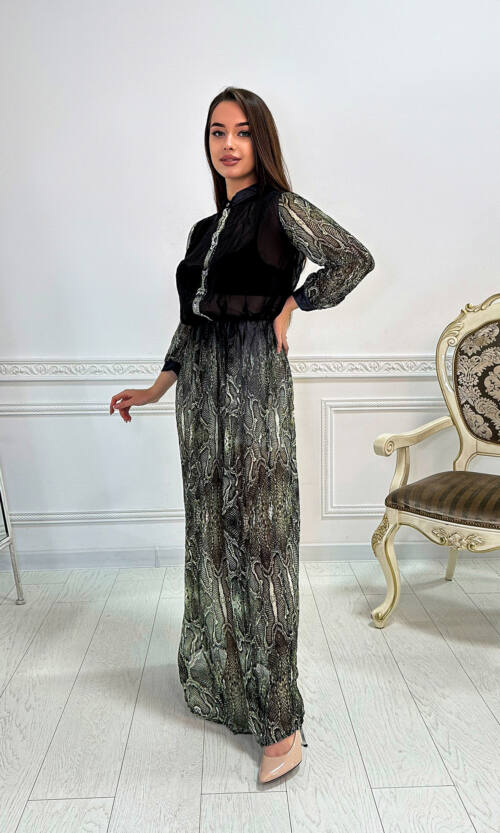 Літня Сукня Шифон Пітон 4253 Зелена