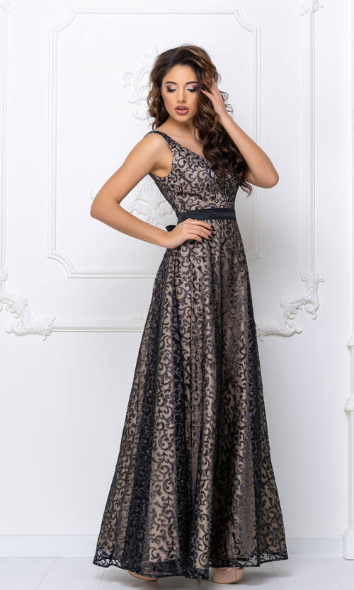 Вечірня сукня Гліттер Максі 20051 Чорна
