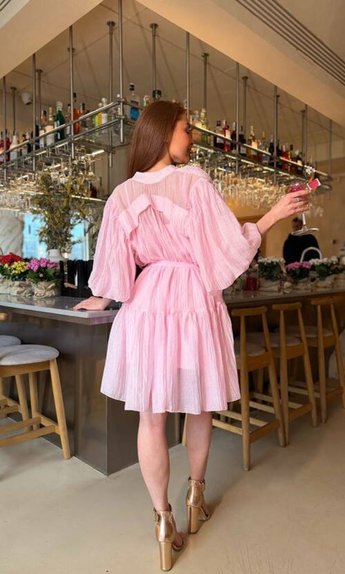 Сукня комбінація з повітряним верхом 26021 Рожева