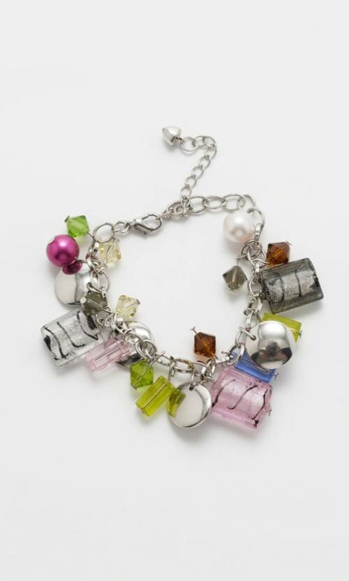 Яскравий браслет з шармами та підвісками 26504 Сріблястий