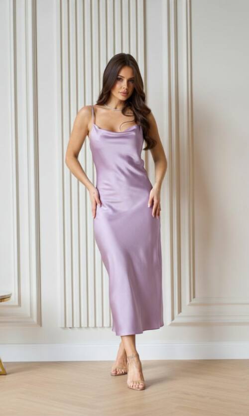 Коктейльна Сукня Slip Dress 25027 Лавандова