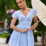 Коктейльное платье летняя романтика 26038 Голубое