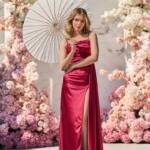 Вечірня Сукня Блиск Розріз 24057 Бордова